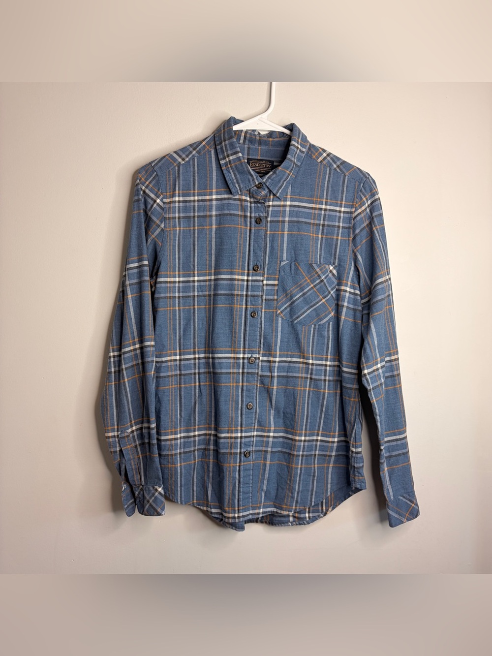 Pendleton Blue and Tan Plaid Long-Sleeve Button-Down Shirt